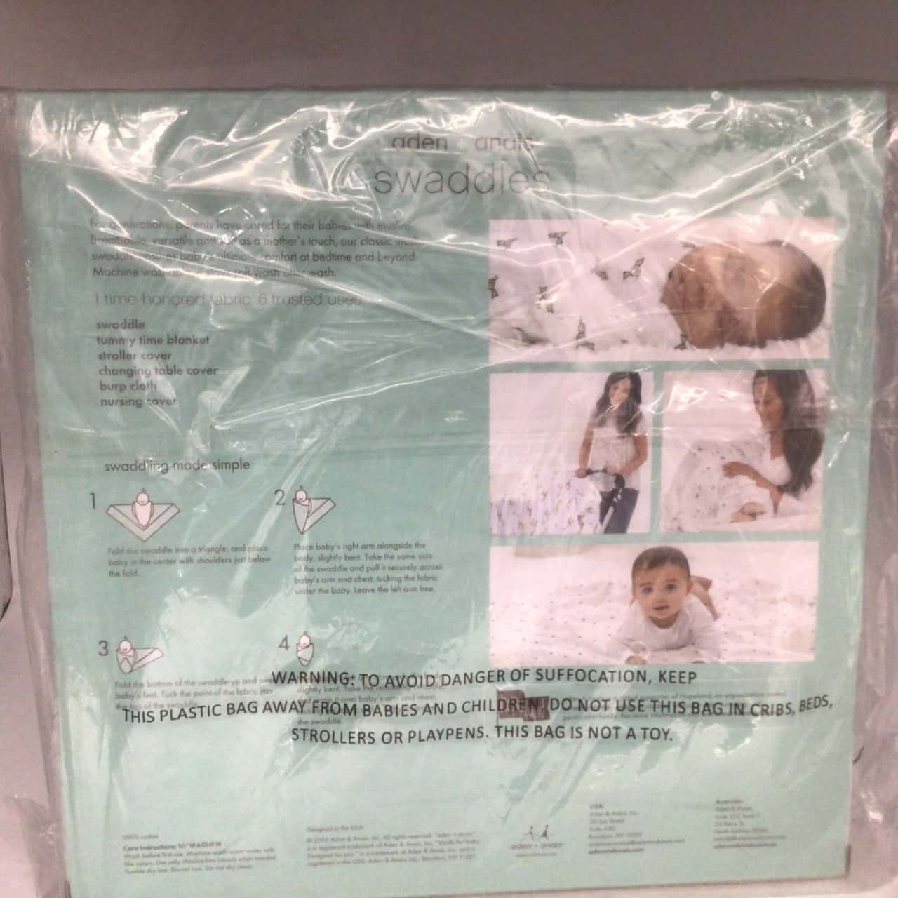 NWOT Aden & Anais 4 Pk Cotton Swaddles Nautical RRP 49.95..... no