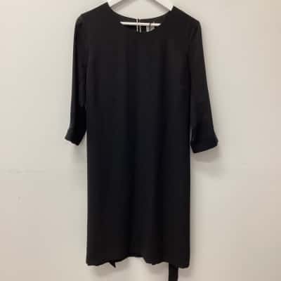  Womens Iris & Ink  Size 14 Midi Dress Black  