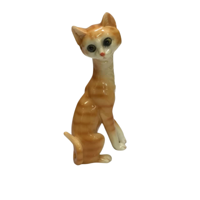 Vintage Ceramic Cat Figurine - Circa 1970s