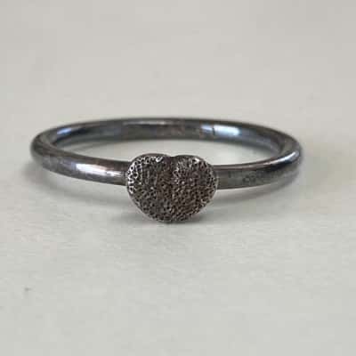 Sterling Silver Frosted Heart Ring 