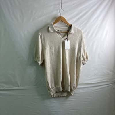 Industrie Mens Size XL Wheat Polo Shirt Off White 
