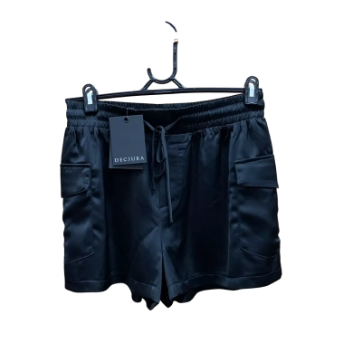 Decjuba Womens  Size M Lyla Satin Cargo Shorts Black  