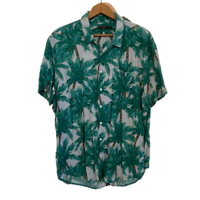  Cmns Mens  Size XXL Short Sleeve Shirt Floral / Green 