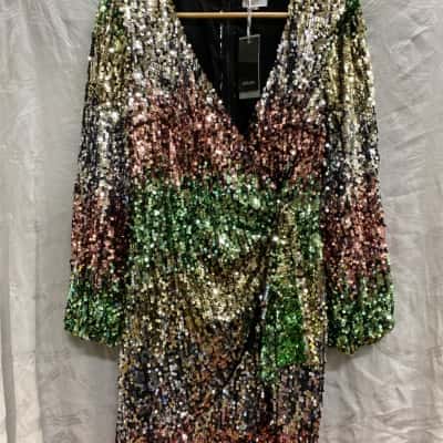 Myer Collection Womens Sequin Size 10 Party Dress Multicoloured 