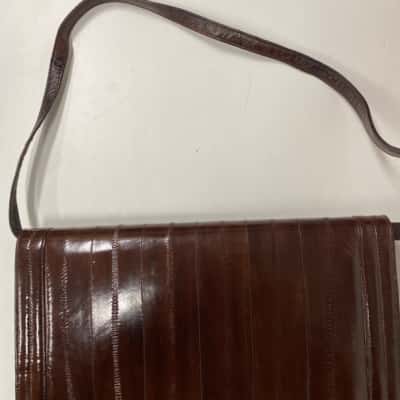 Womens Handbag Brown eel skin