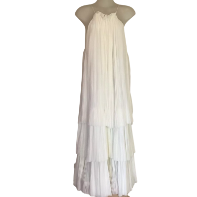 Sheike.  Angelic Soft Pleated Ivory Maxi Dress.   Size 12 