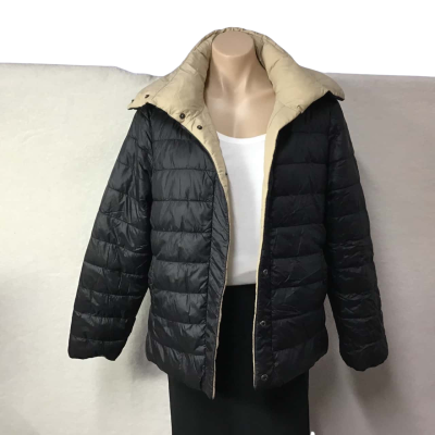 Caroline Morgan Womens Size 14 Beige / Black Reversible Puffer Jacket