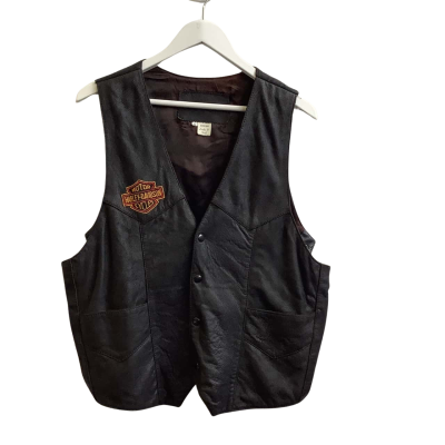 Harley Davidson Mens  Size M Motor Cycle Leather Vest Jacket Black