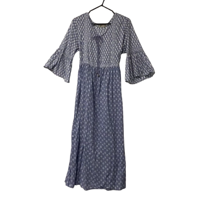 Tree of Life Size L Long Sleeve Cotton Dress Blue 