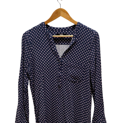 David Jones Womens  Size 12 Navy Pattern Blouse