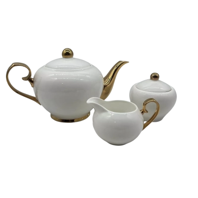 Cristine Re Fine Porcelain Gold Plated Tea Set