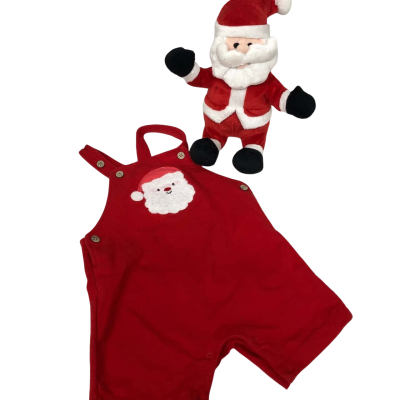 Xmas Baby/Toddler Size 0 Jumpsuit Red / White + Santa Plush Toy