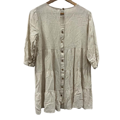 Iris Maxi Womens Size 12 Shirt Dress Beige 