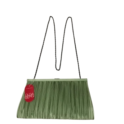 Olga Berg Green Evening Clutch Bag With Long Chain Shoulder Strap - BNWT