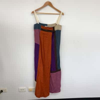 Sportmax Defile Colorful Flaxlinen Sleeveless Maxi Dress Size 8 