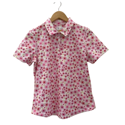 Greg Norman Womens  Size S  Polo Shirt Pink / Geometric Pattern