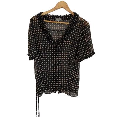 Jigsaw Womens  Size 14 Button Up Top / Short Sleeve Top Beige / Black  / Grey / Polka Dot 