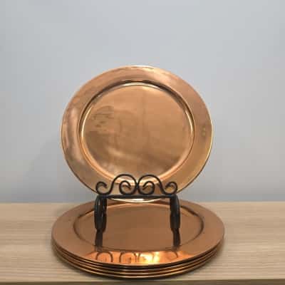 Set of 6 Vintage Copper Charger Plates