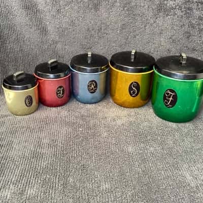 Model Maid - Jason - Anodised Aluminium Vintage Retro Canister Set x 5 
