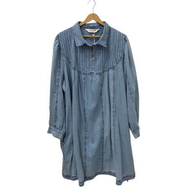 Virtuelle Womens  Size 24 Chambray Pintuck Dress Blue 