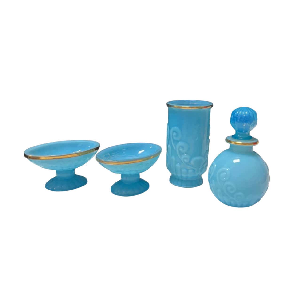 Vintage Avon Blue glass bathroom set