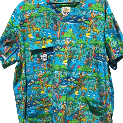  Womens  Size XXXXXXL Short Sleeve Top Australian Animal print scrubs vet/nurse 