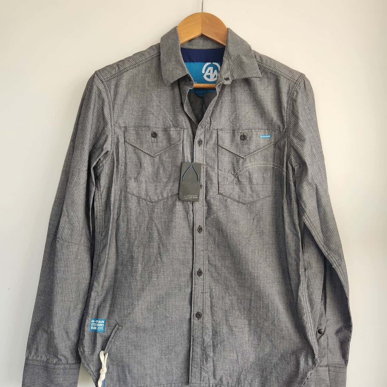 G-STAR RAW : Robe-chemise Longue Femme - Manches Courtes - Poche - Bleu Délavé - Taille L