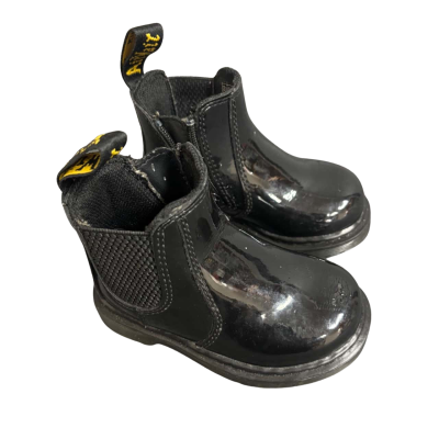 Dr Martens Unisex Size 5 Toddler Black Shiny Pull On Chelsea Boots