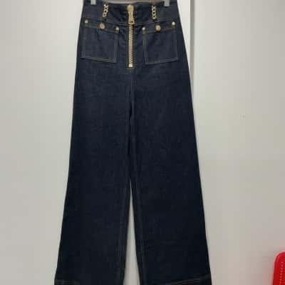 alice McCall Womens  Size 8 Wide Leg Jeans Navy Blue 