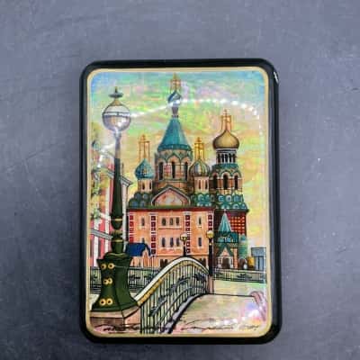 Hand Painted Russian Lacquer Miniature Box