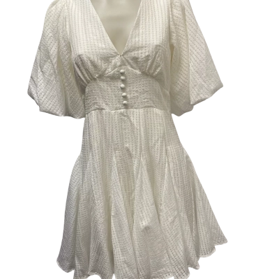  Womens Irish Maxi the Label Size 8 Short Sleeve Flared Dress  White 