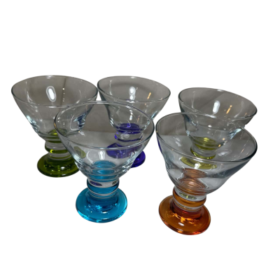 Retro Sorbet Footed Colour Glasses Set Of 5