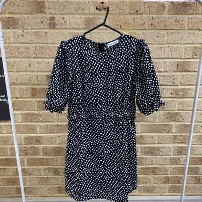 Atmos&Here Womens  Alexis Mini Dress Black White Spot Size 12 