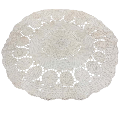 Vintage Hand Crotcheted Round Tablecloth 130cm HTH2 