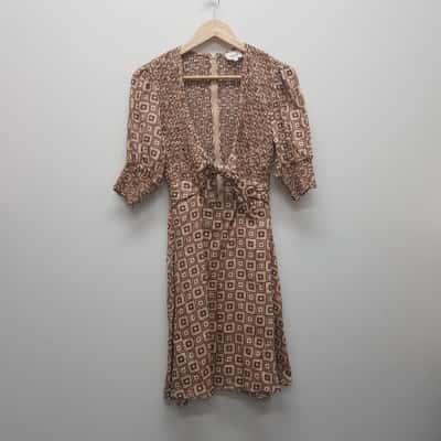 Seed Heritage Womens Mini Wrap Dress Size 8 Brown / Floral 