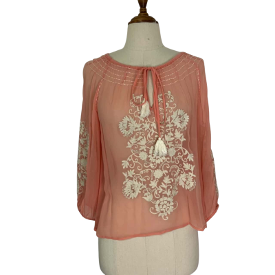  Womens  Size M Pink Sheer Top