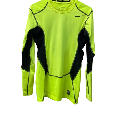 Nike Pro Combat Dri Fit  Mens  Size L Jersey Black  / Yellow 