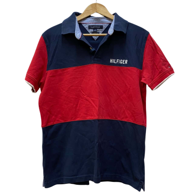 Tommy Hilfiger Mens  Size L Polo Shirt Navy Blue / Red 