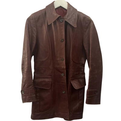 Womens vintage Size S Leather Jacket Brown 