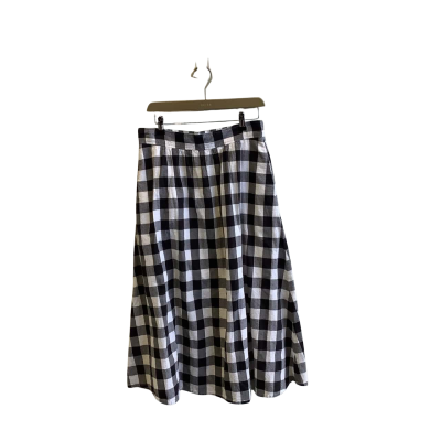 Trenery Womens Size 8 A-Line Midi Skirt Checked Black / White