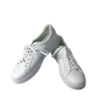 Hush Puppies Genius Fit Womens Size 10 White Leather Lace up  / Side Zip Sneakers