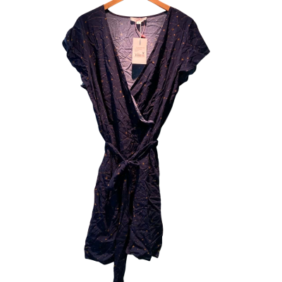 Belle & Bloom Womens  Size M Wrap Dress Gold / Navy Blue 