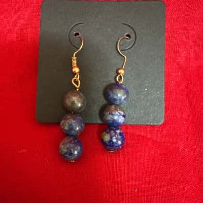  Women’s Handmade Lapis Lazuli Drop Earrings 