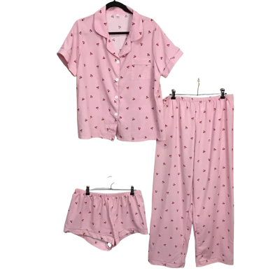  Unbranded Womens  Size XL 3 Piece "Cherry" Pyjamas Set 