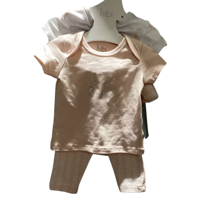  Bilbi 6pc Baby Clothing Set Size 0000  Bunnies Pink RRP $32.99 HTHT