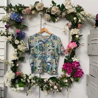 Gorman Womens  Size 10 Short Sleeve Top Green / Multicoloured 