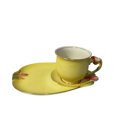 Vintage Royal Winton Grimwades "Tigerlily" Yellow Floral Pattern Porcelain Tennis Plate Set
