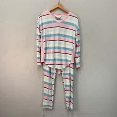 Peter Alexander Womens  Size XS Ribbed Stretch Pyjamas Striped 