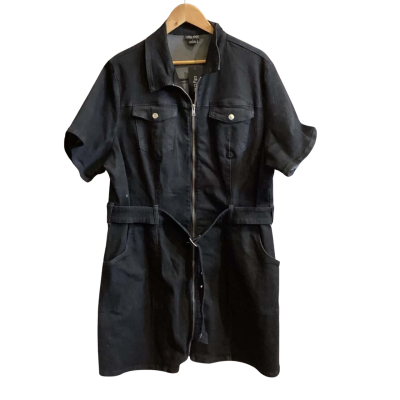 City Chic Womens  Size L Denim Dress Black  / Silver 