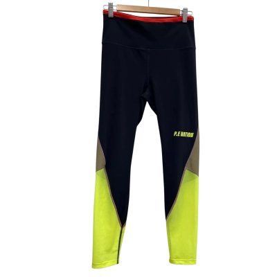 P.E Nation Womens Black/Green/Neon Yellow Pants Size M 